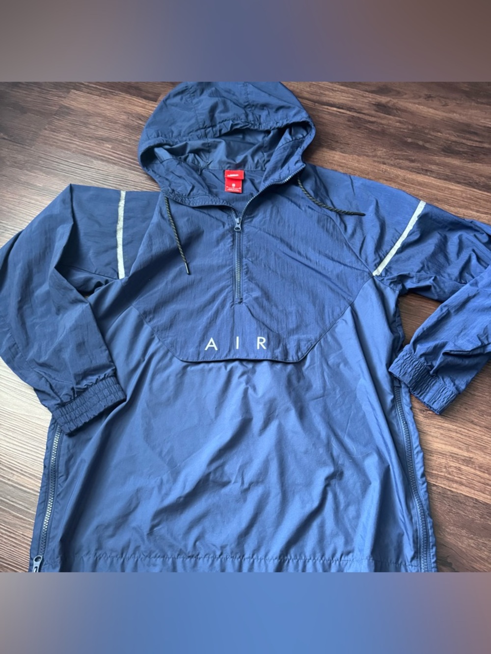 Nike Blue Air Max 97 Anorak Windbreaker Quarter Zip Pullover Men's Medium Hooded